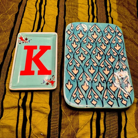 Hallmark Other - “K” & Floral Ceramic Trinket Tray Bundle